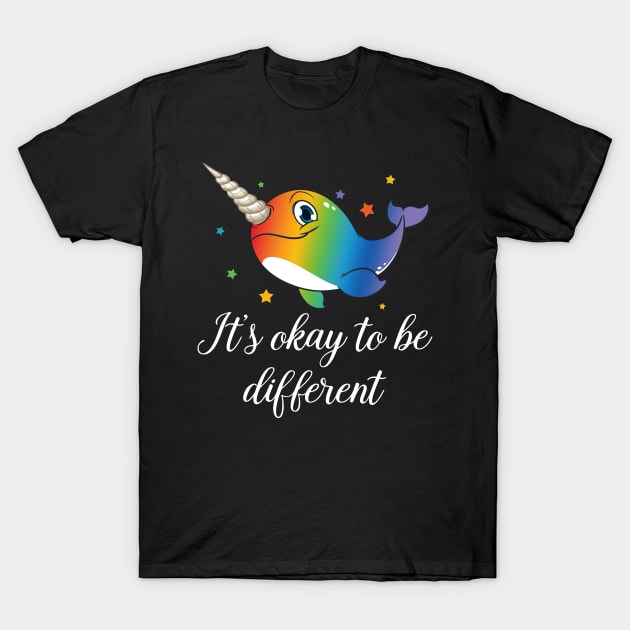 It's Okay To Be Different Unicorn Whale T-Shirt by LotusTee